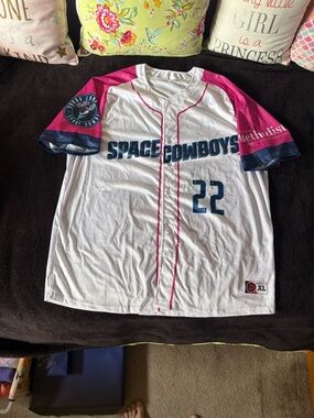 Sugar Land Space Cowboys x Destroyer  #22 white pink jersey size men’s XL